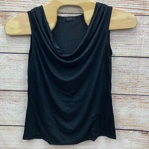 AMORE ALLFY Womens Ruched Cowl Neck Sleeveless Stretch Tank‎ Top Black 2X